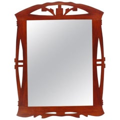 Antique Art Nouveau or Modernist Spanish Wood Wall Mirror, 1910s