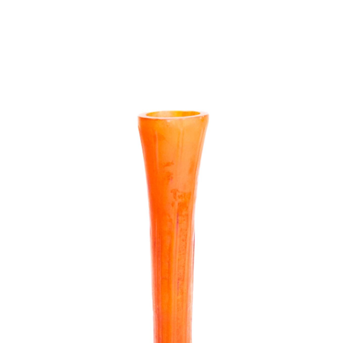 Art nouveau Art Nouveau Vase en verre orange Verrière d' Art Lorrain en vente