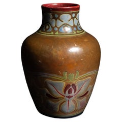 Vase de meuble de rangement orchidée Art Nouveau par Galileo Chini