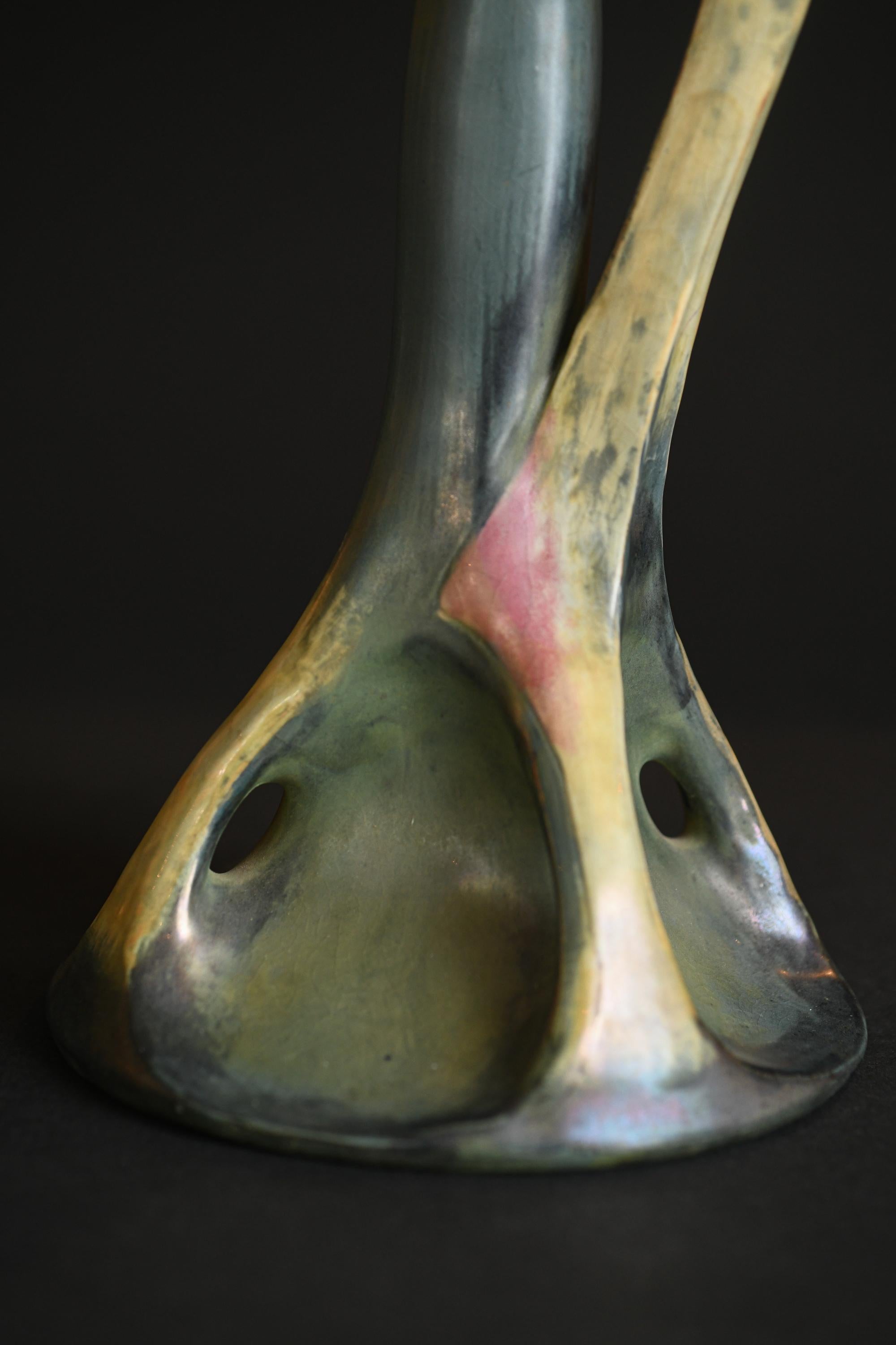 Hand-Crafted Art Nouveau Organic Shaped Candle Holder by Paul Dachsel for RStK Amphora