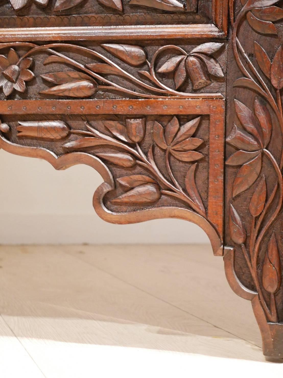 Rosewood Art Nouveau Orientalist Massive Exotic Wood Room Divider Paravan Screen For Sale