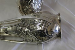 Jarrones Originales Art Nouveau, Plateados, Firmados