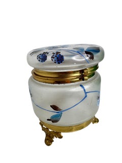 Art Nouveau Ormolu and Satin Glass Trinket Jewelry Box, France, circa 1900s