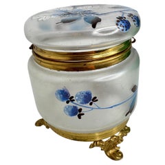 Boîte à bijoux Art Nouveau en bronze et verre satiné, France, vers 1900