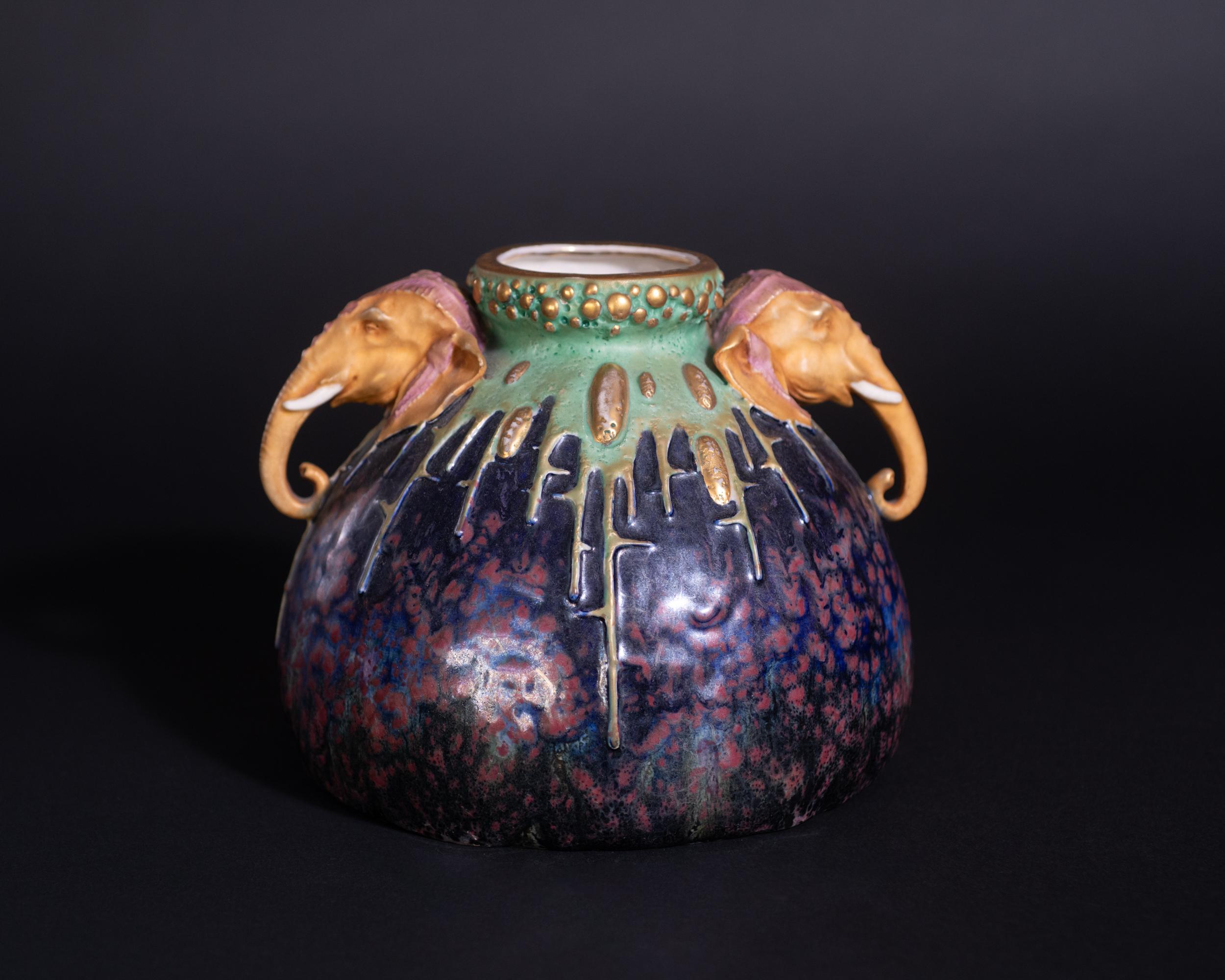 Riessner, Stellmacher and Kessel (RSt&K), consistently marked pieces with the tradename “Amphora” by the late 1890s and became known by that name. The Amphora pottery factory was located in Turn-Teplitz, Austria. By the mid-19th century, the area