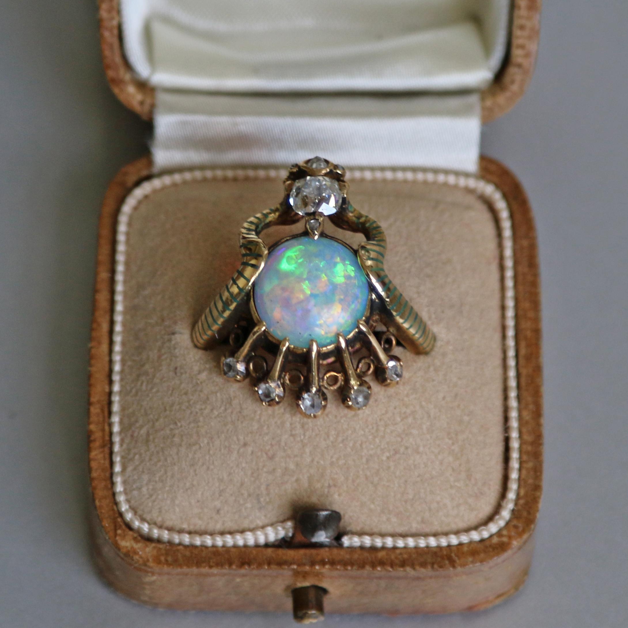 Art Nouveau Ouroborus Serpent Ring Attributed to Charles Rivaud 4