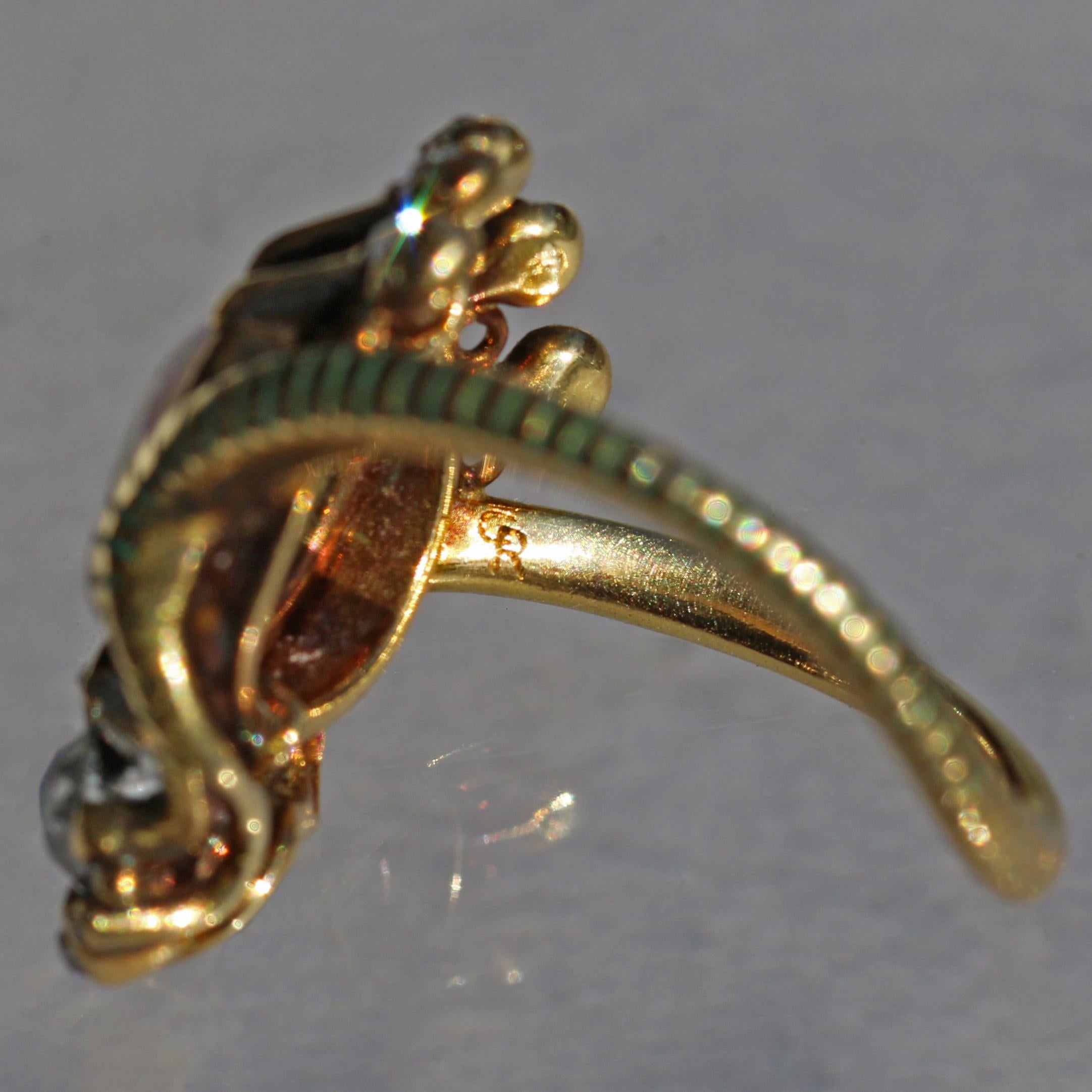Women's or Men's Art Nouveau Ouroborus Serpent Ring Attributed to Charles Rivaud