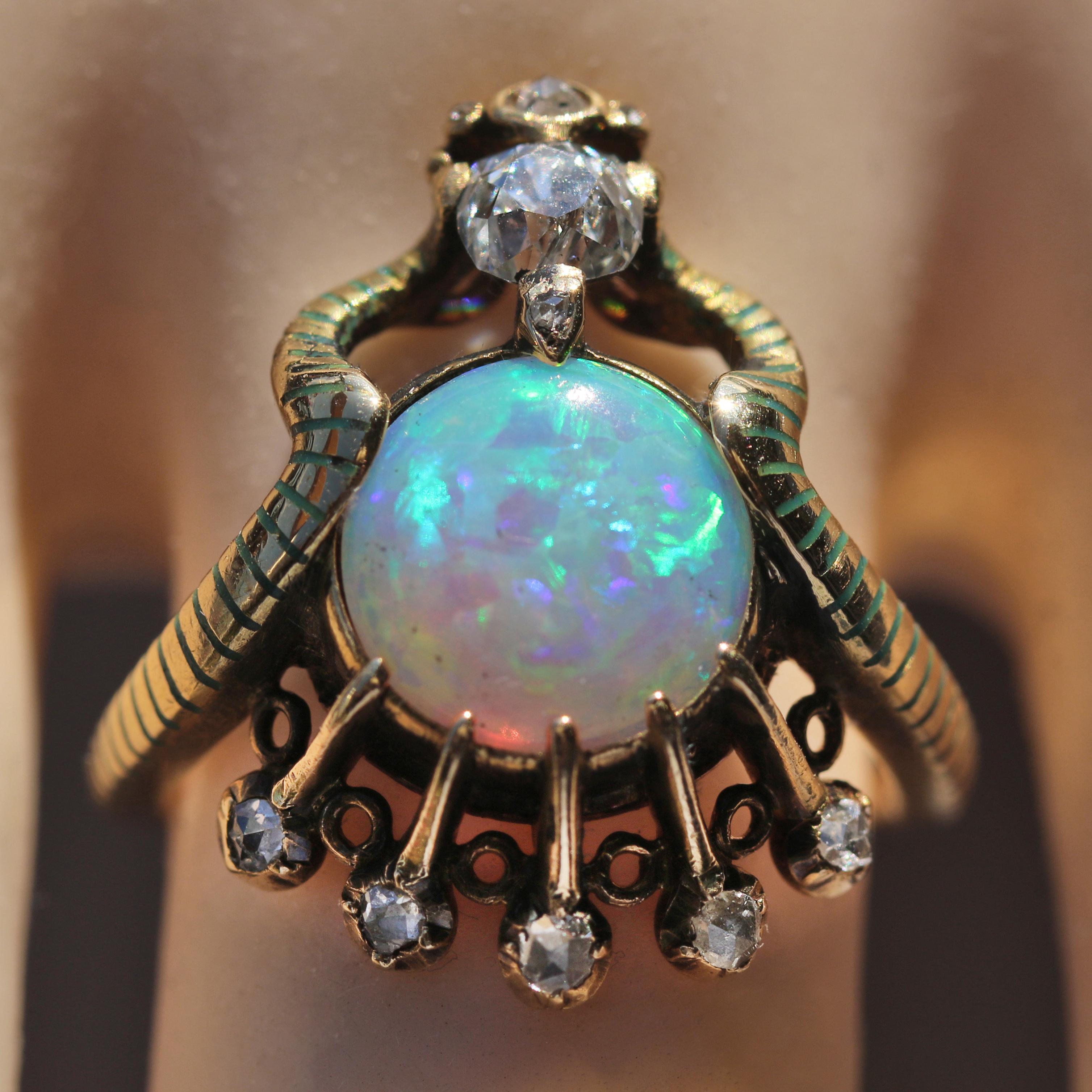 Art Nouveau Ouroborus Serpent Ring Attributed to Charles Rivaud 1