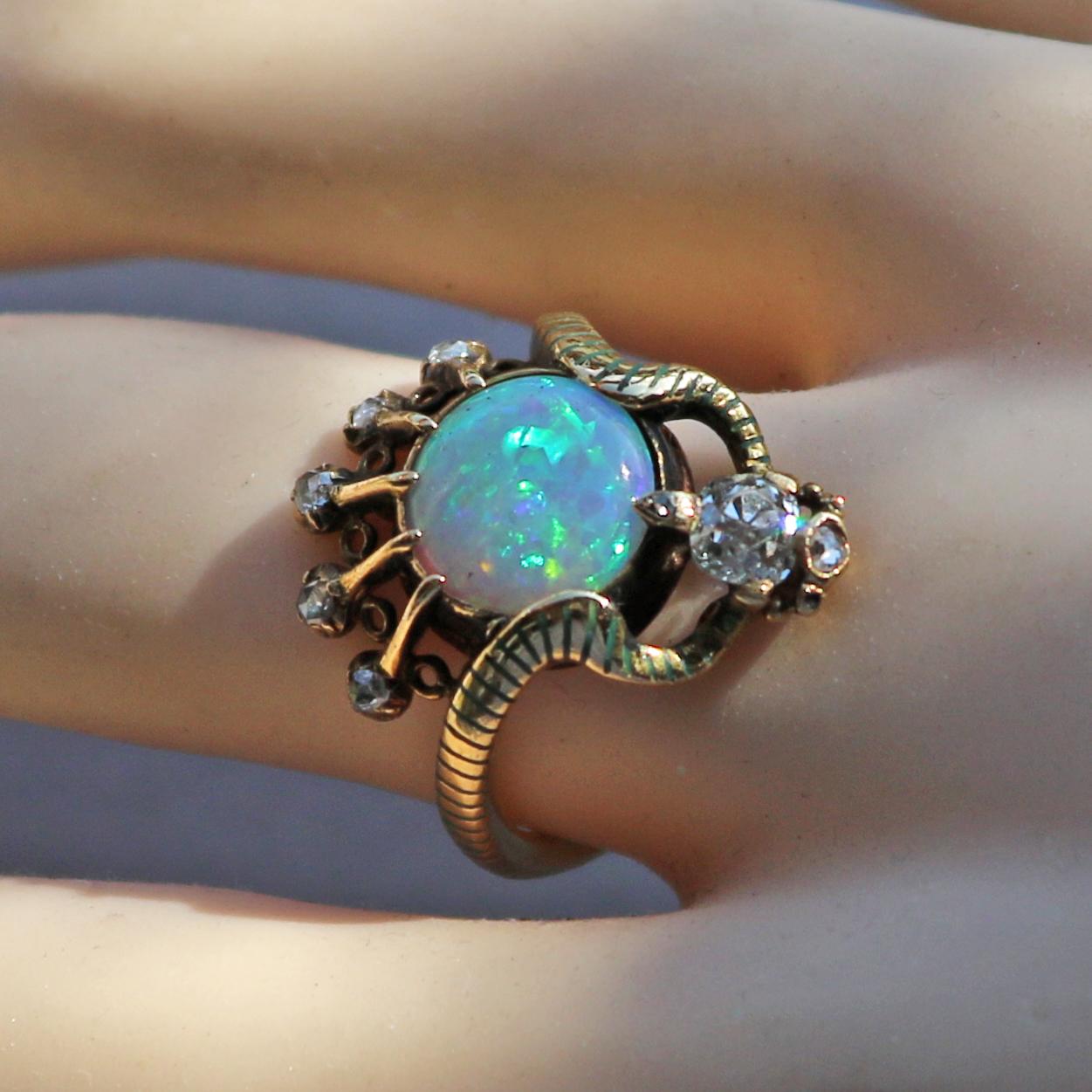 Art Nouveau Ouroborus Serpent Ring Attributed to Charles Rivaud 2