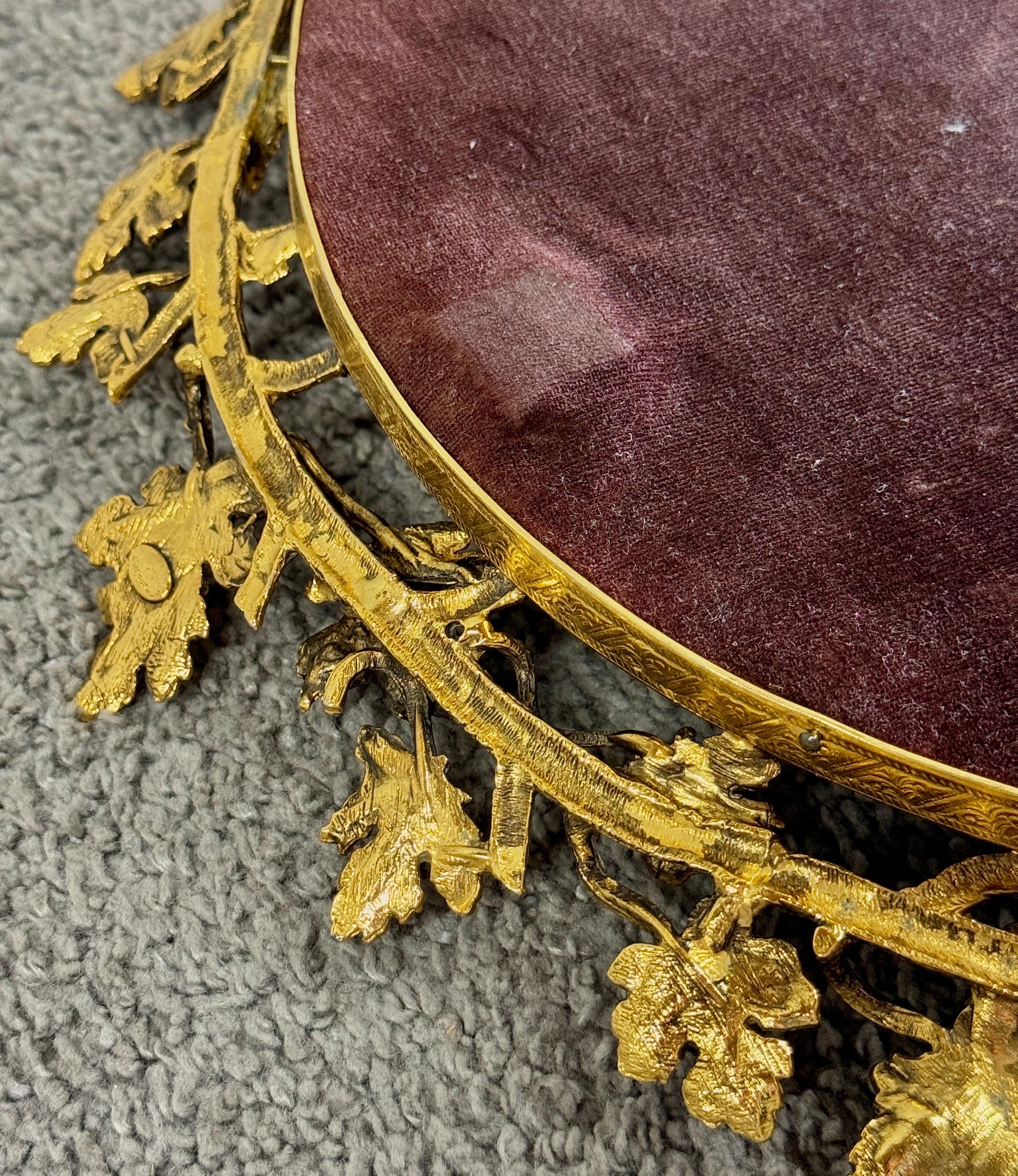 Art Nouveau Oval Messing Blatt Design Rahmen Wand oder Vanity Spiegel 2