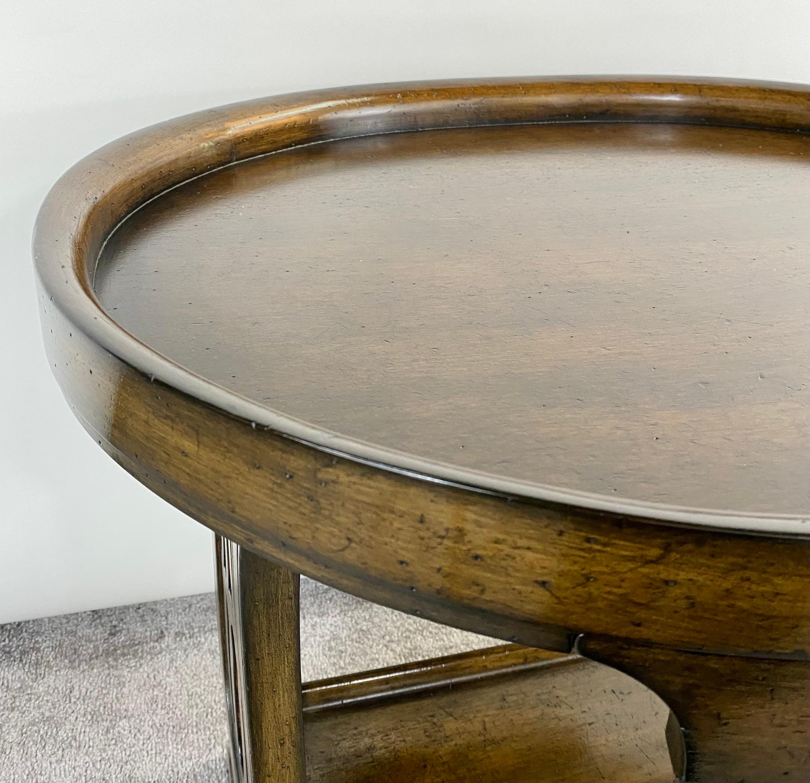 Art Nouveau Oval Two-Tier Walnut Library or Tray Table For Sale 4