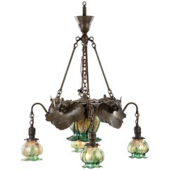 Art Nouveau Owl Chandelier