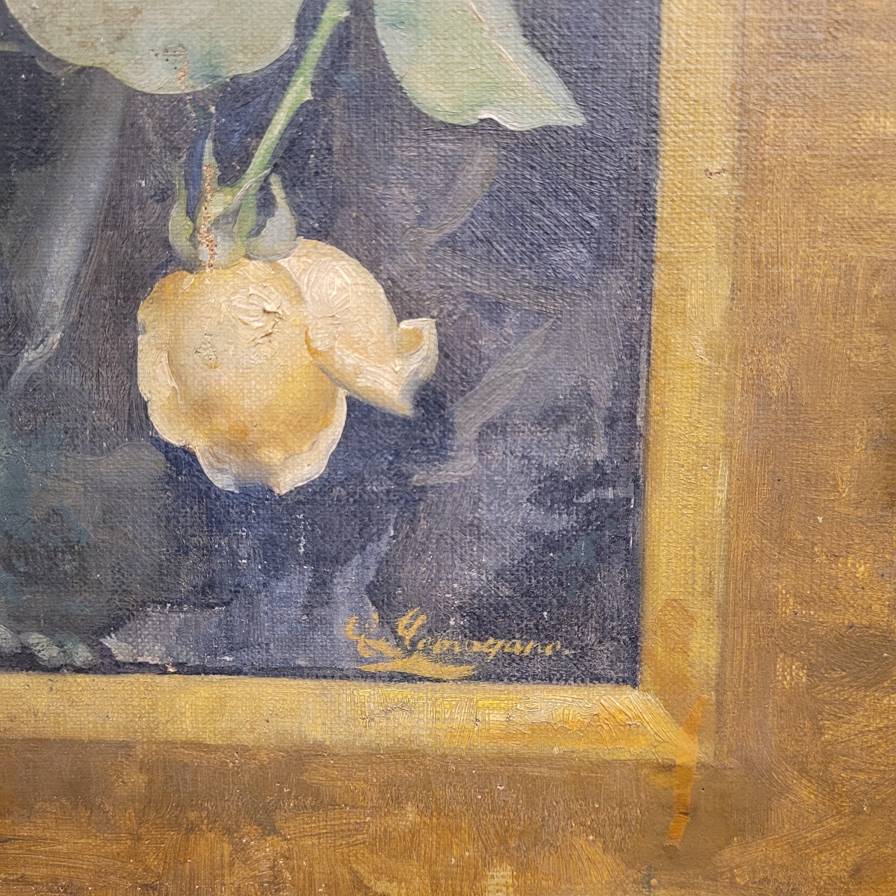 Art Nouveau Gemälde Rosa Blumen von Fernando García Camoyano Spanien im Angebot 2