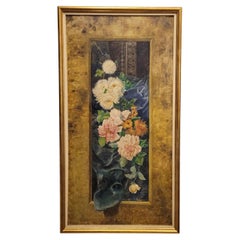 Art Nouveau Painting Pink Flowers by Fernando García Camoyano Spain