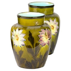 Coppia di vasi Art Nouveau di Barbotine, Francia, 1900