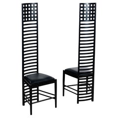 Coppia di sedie Art Nouveau Charles Rennie Mackintosh Hill House con cornice nera