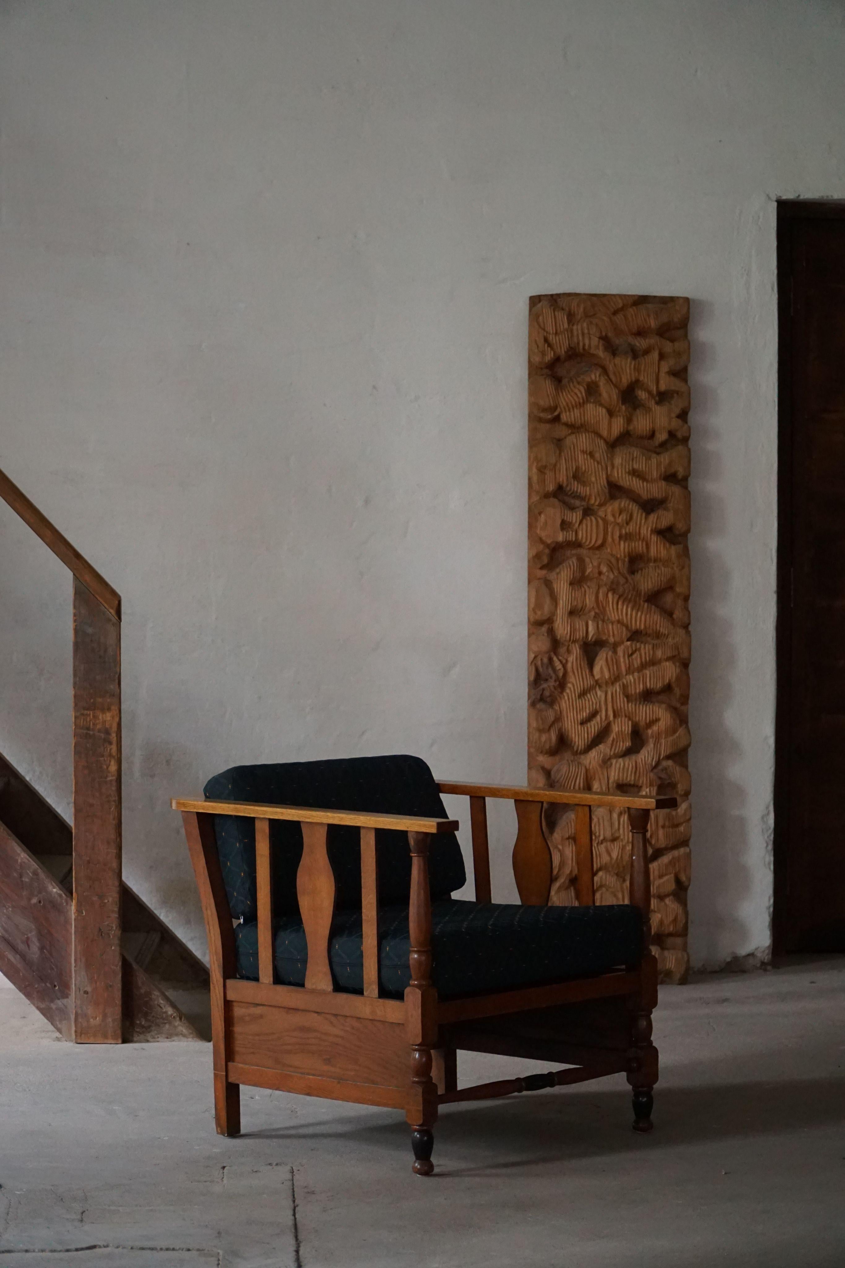 Art Nouveau, coppia di sedie da salotto in Oak, rivestite in Fabrice, anni '20 in vendita 4