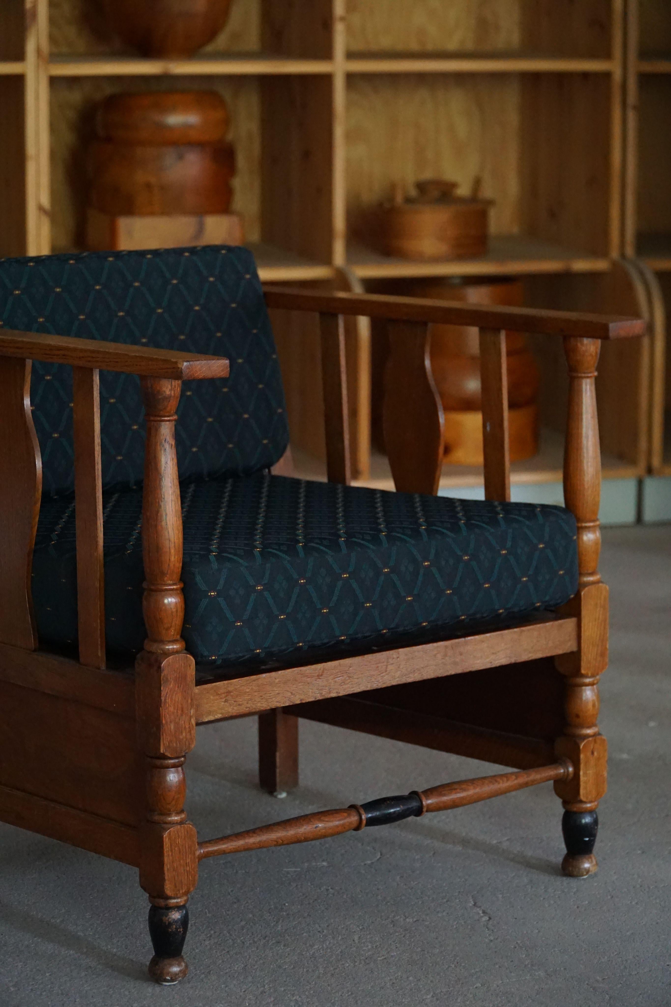Art Nouveau, coppia di sedie da salotto in Oak, rivestite in Fabrice, anni '20 in vendita 6