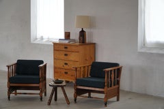 Art Nouveau, coppia di sedie da salotto in Oak, rivestite in Fabrice, anni '20