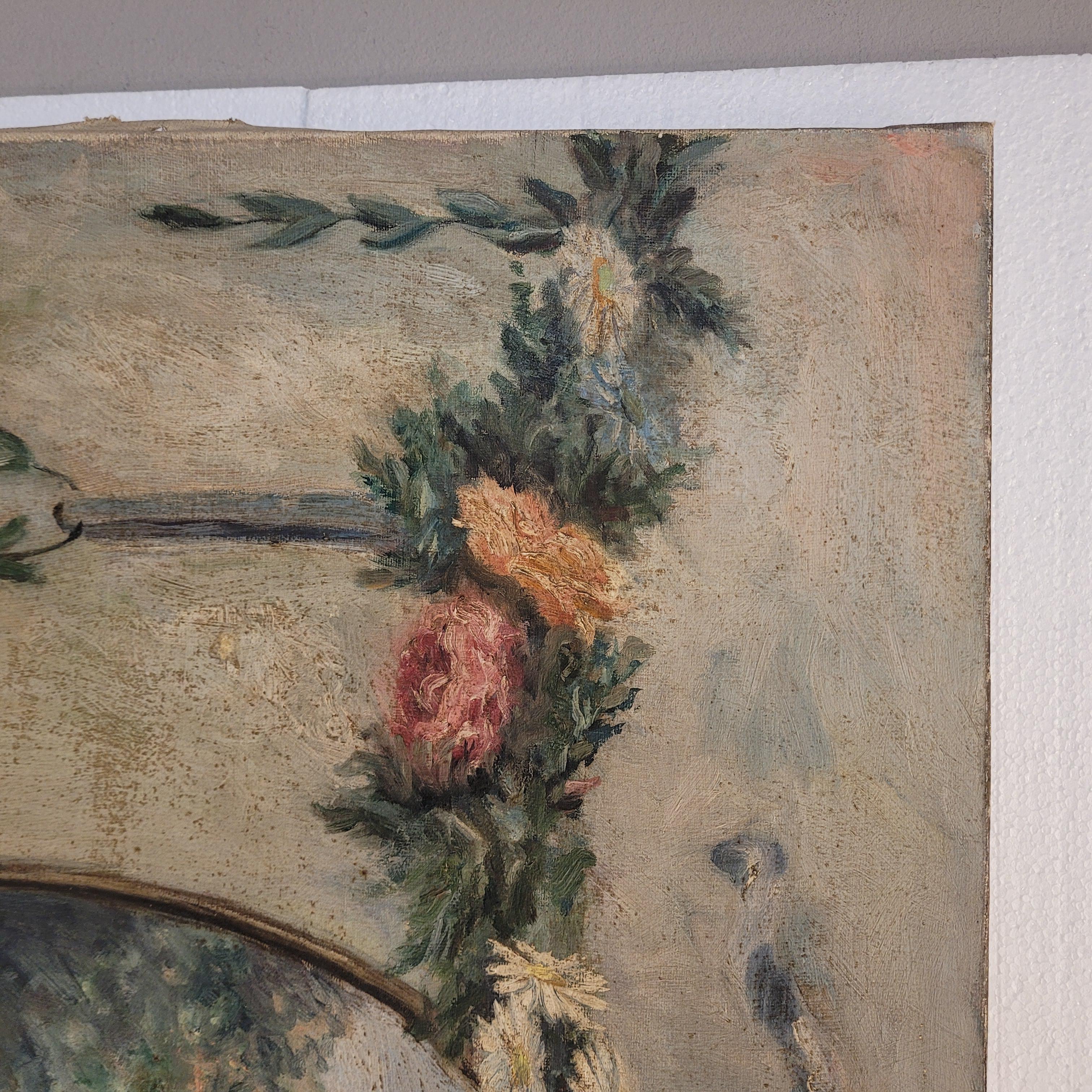 Art Nouveau Pair of oil paintings on canvas of cherubs or little angels playing im Angebot 5