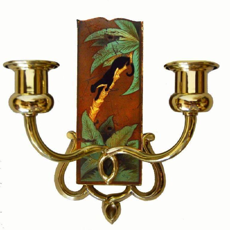Other Art Nouveau Pair of Painted Sconces in the Style of Paul Jouve. 2 pairs avalable