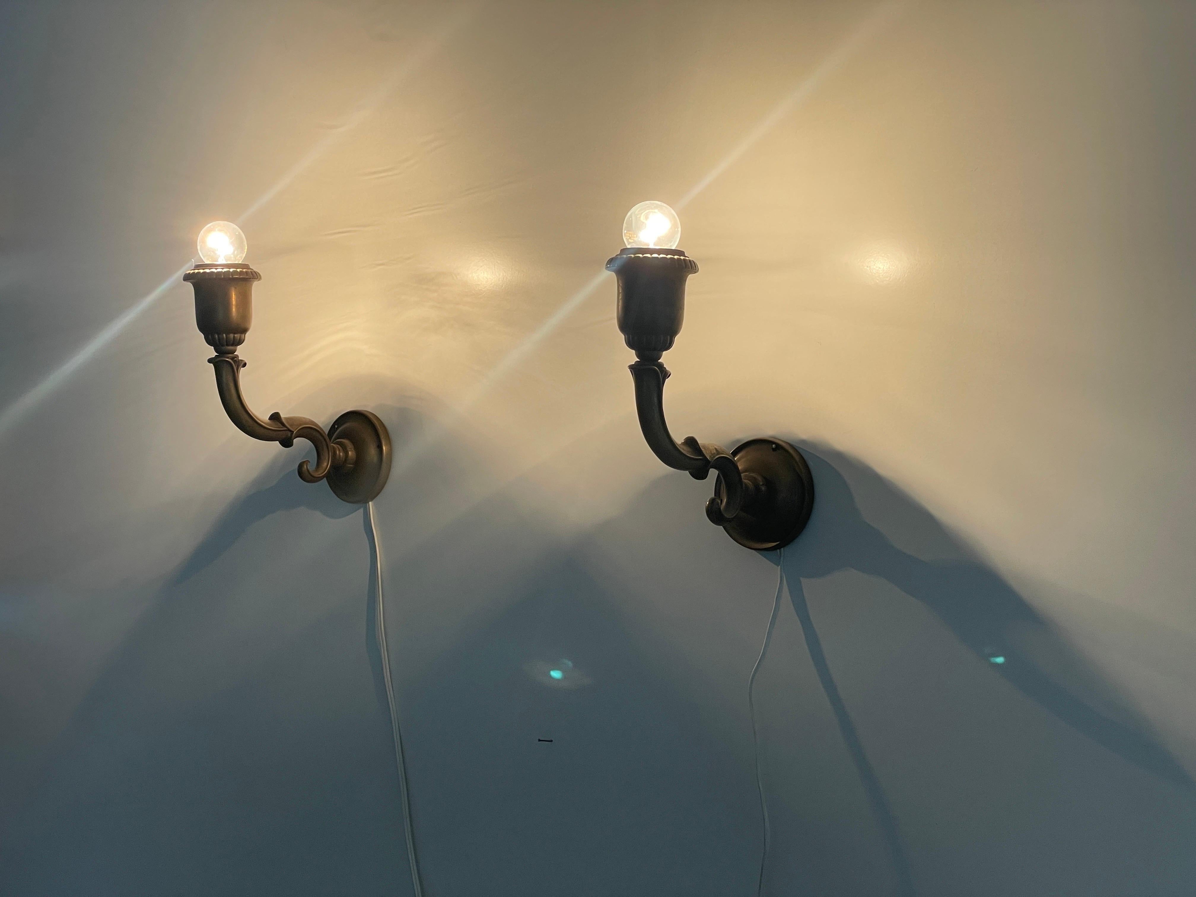 Coppia di lampade Art Nouveau in ottone, anni '40, Germania in vendita 7