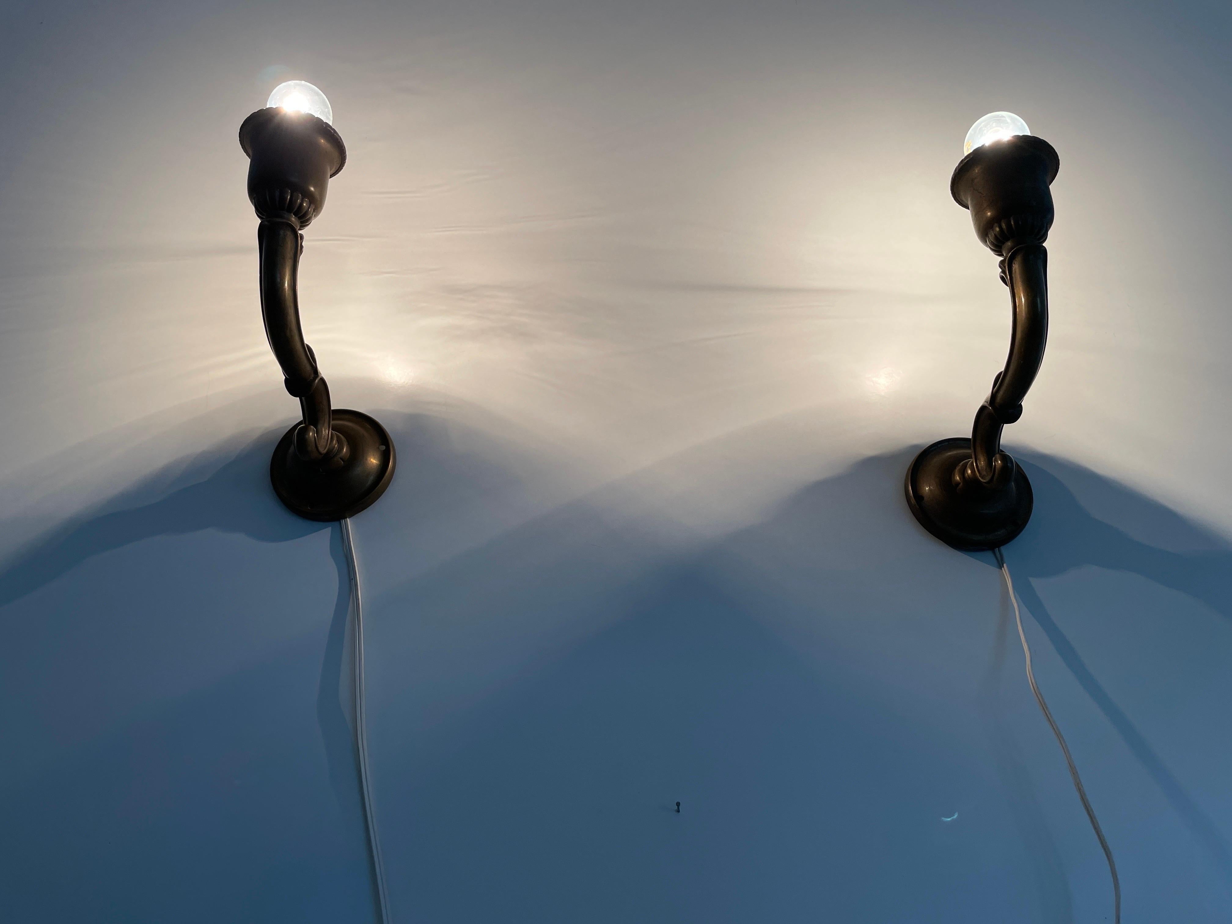 Coppia di lampade Art Nouveau in ottone, anni '40, Germania in vendita 8