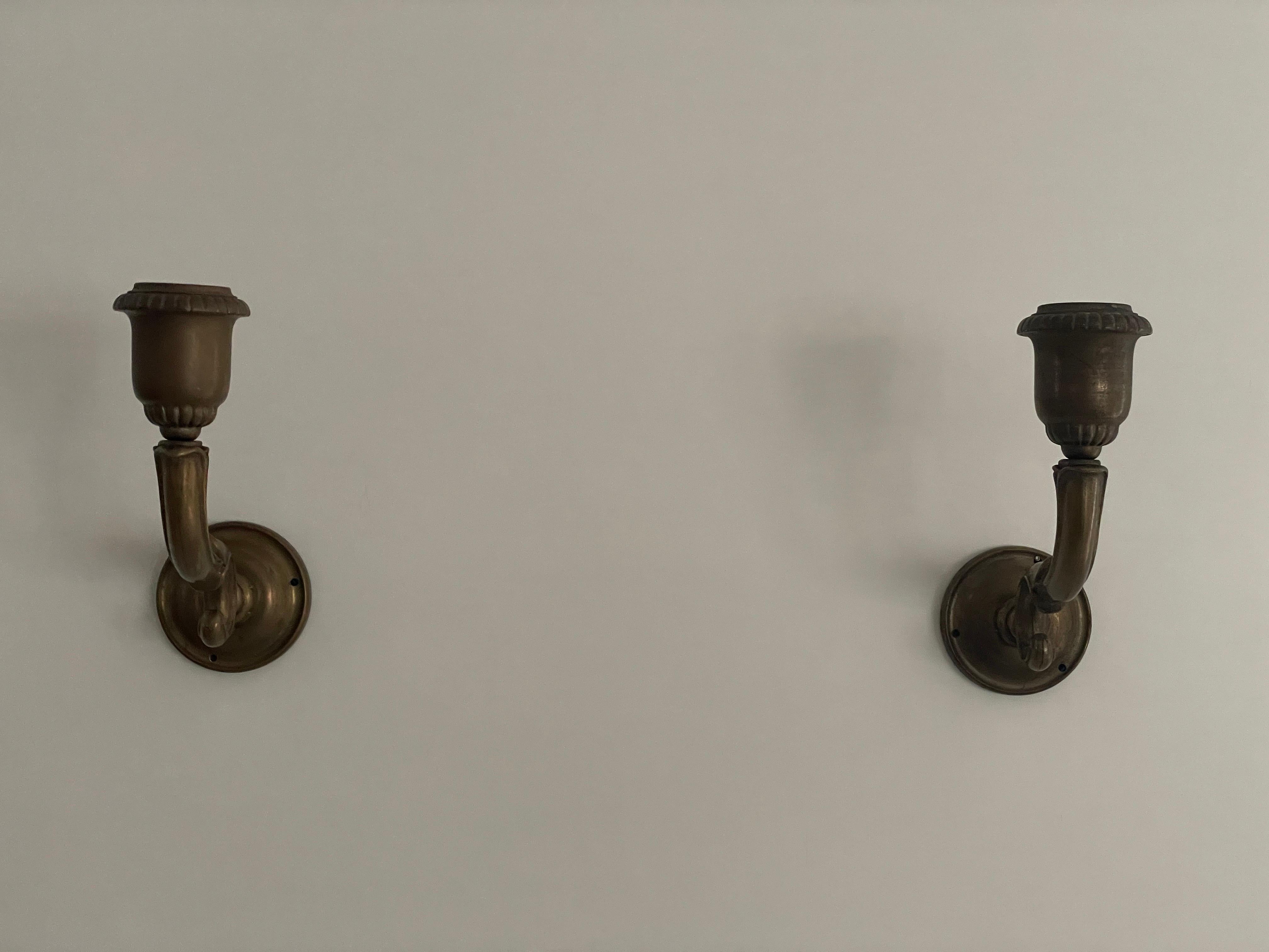 Art Déco Coppia di lampade Art Nouveau in ottone, anni '40, Germania in vendita