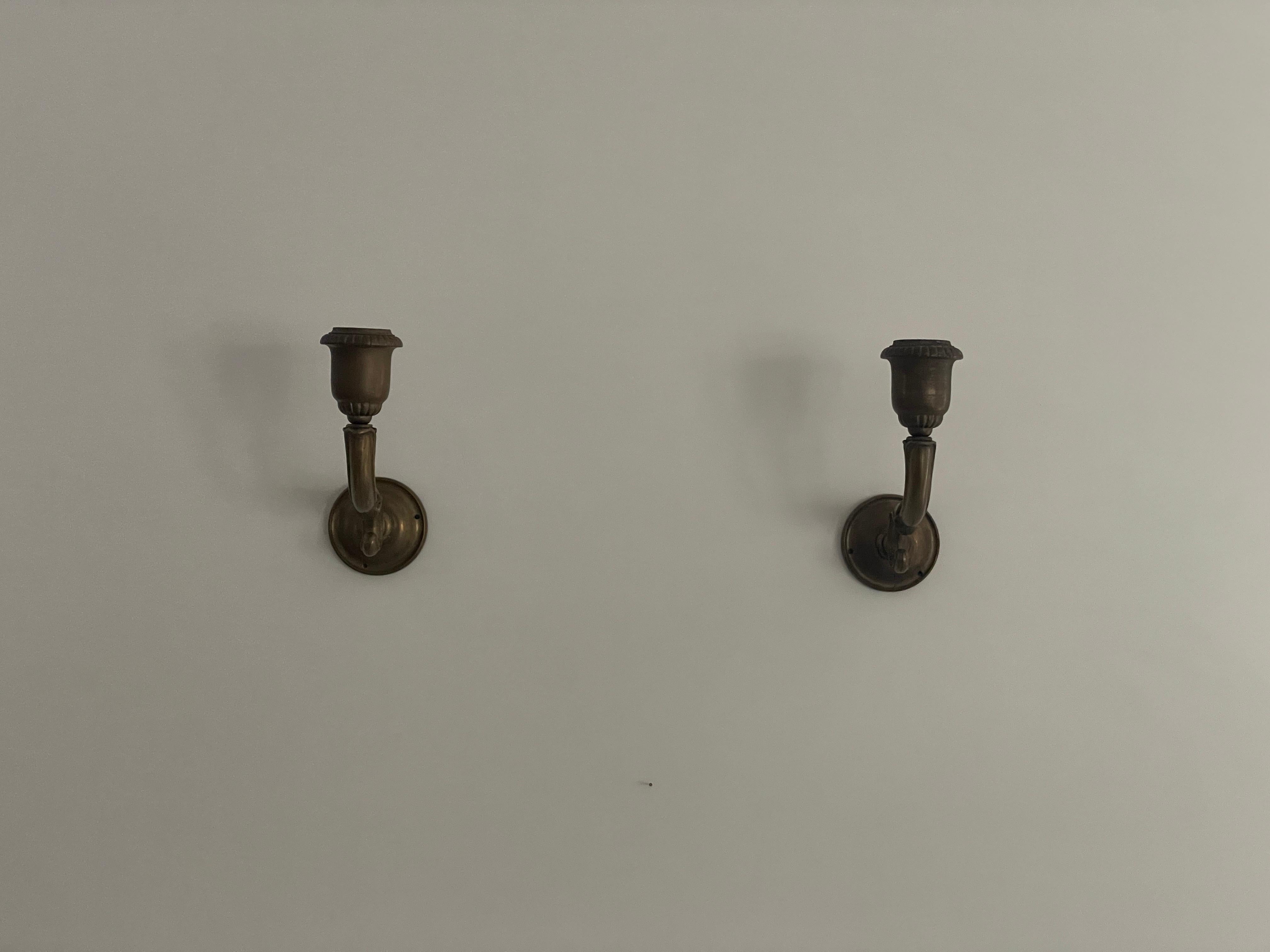 Tedesco Coppia di lampade Art Nouveau in ottone, anni '40, Germania in vendita