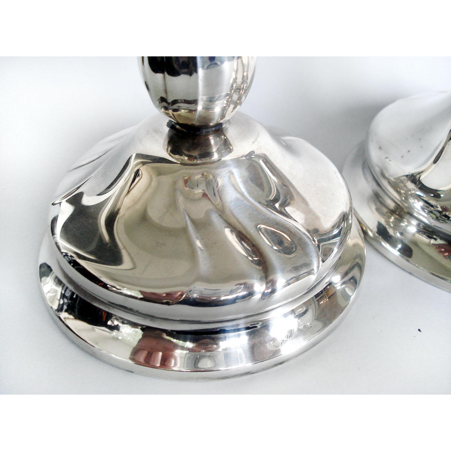Art Nouveau Pair of Silvered Candleholders 5
