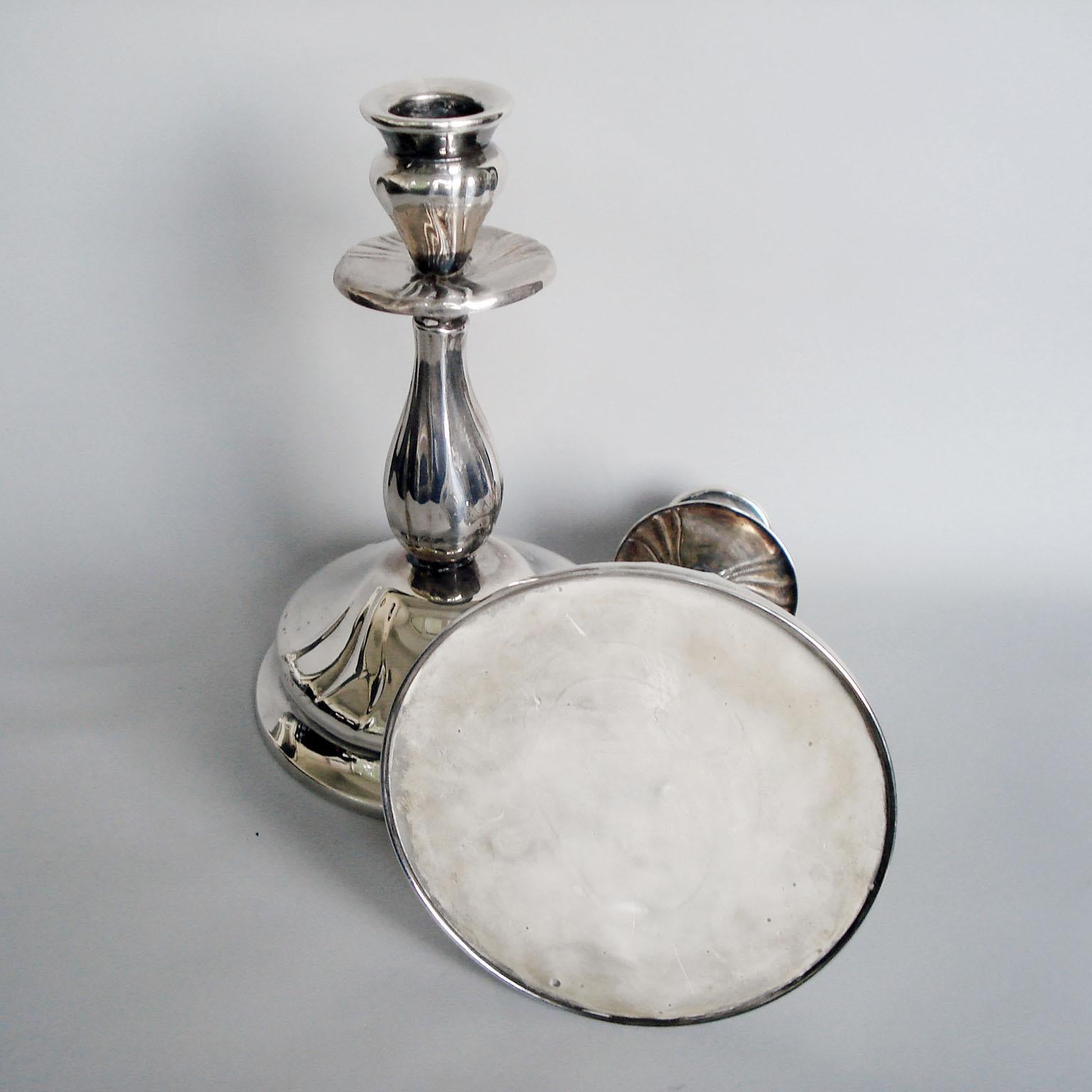 Art Nouveau Pair of Silvered Candleholders 1
