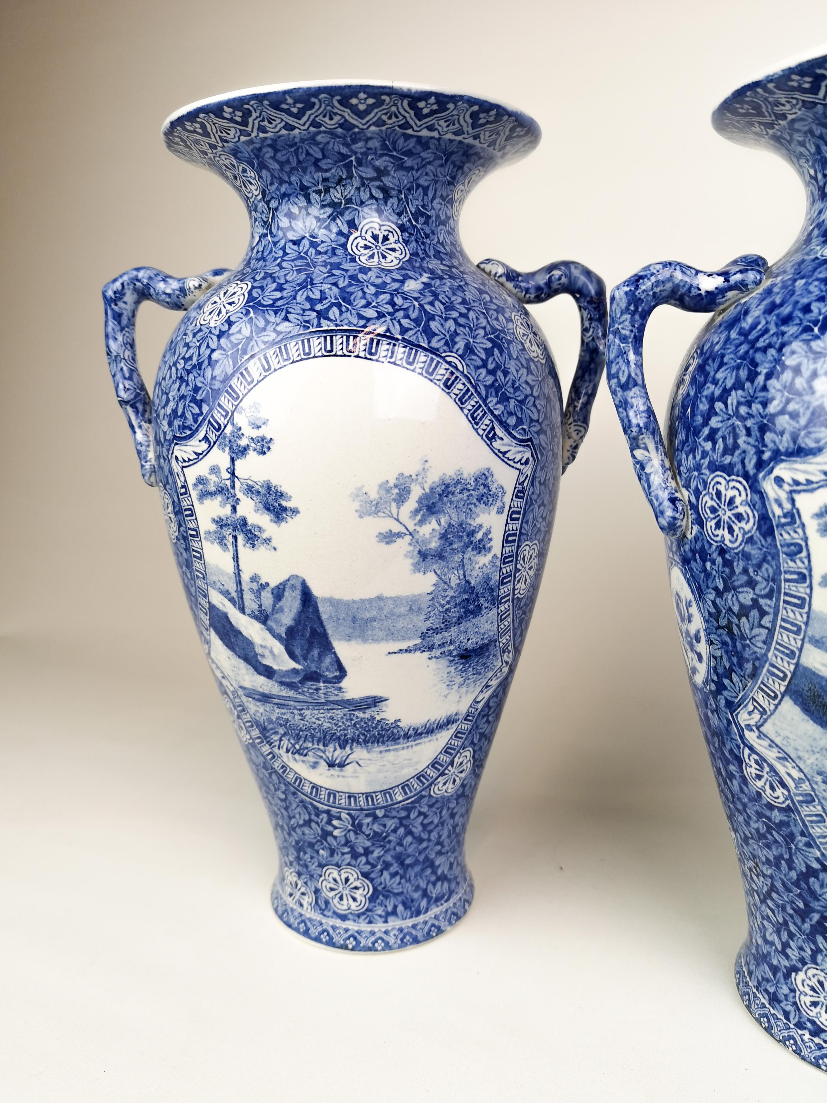 Ceramic Art Nouveau Pair of Vases Moose Rörstrand Sweden