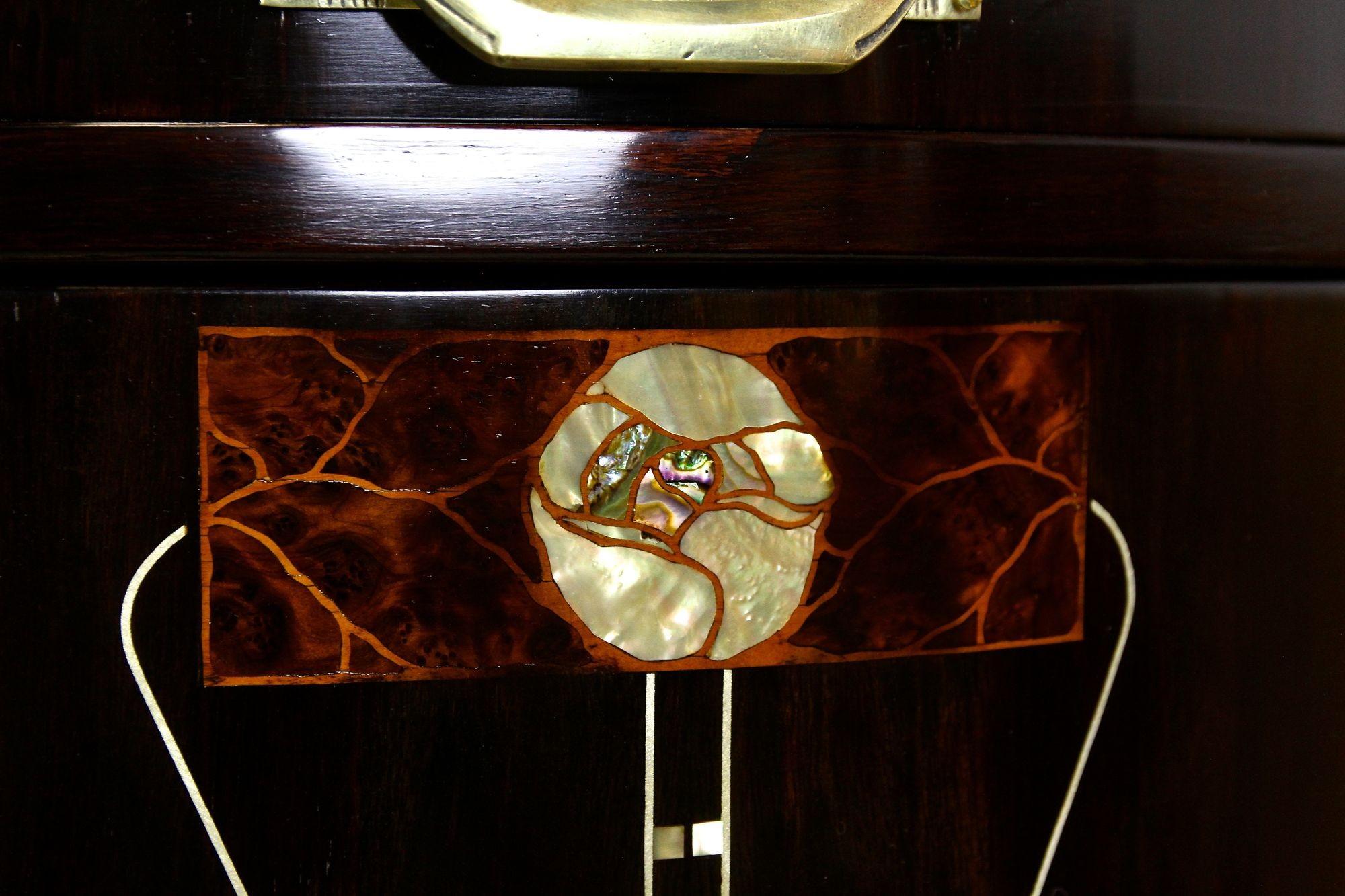 Art Nouveau Palisander Writing Desk with Mother of Pearl Inlays, Austria ca.1905 6