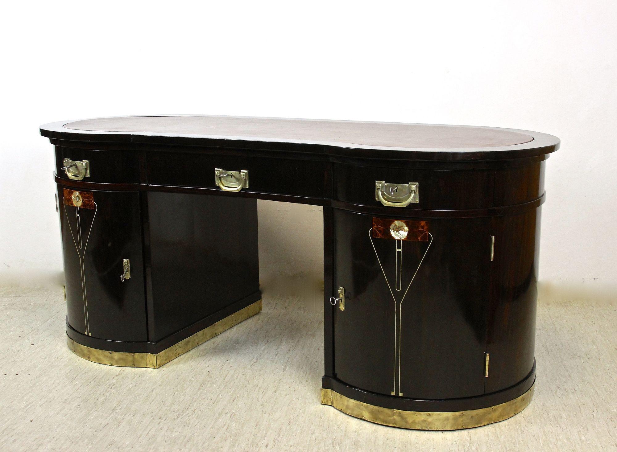 Art Nouveau Palisander Writing Desk with Mother of Pearl Inlays, Austria ca.1905 10
