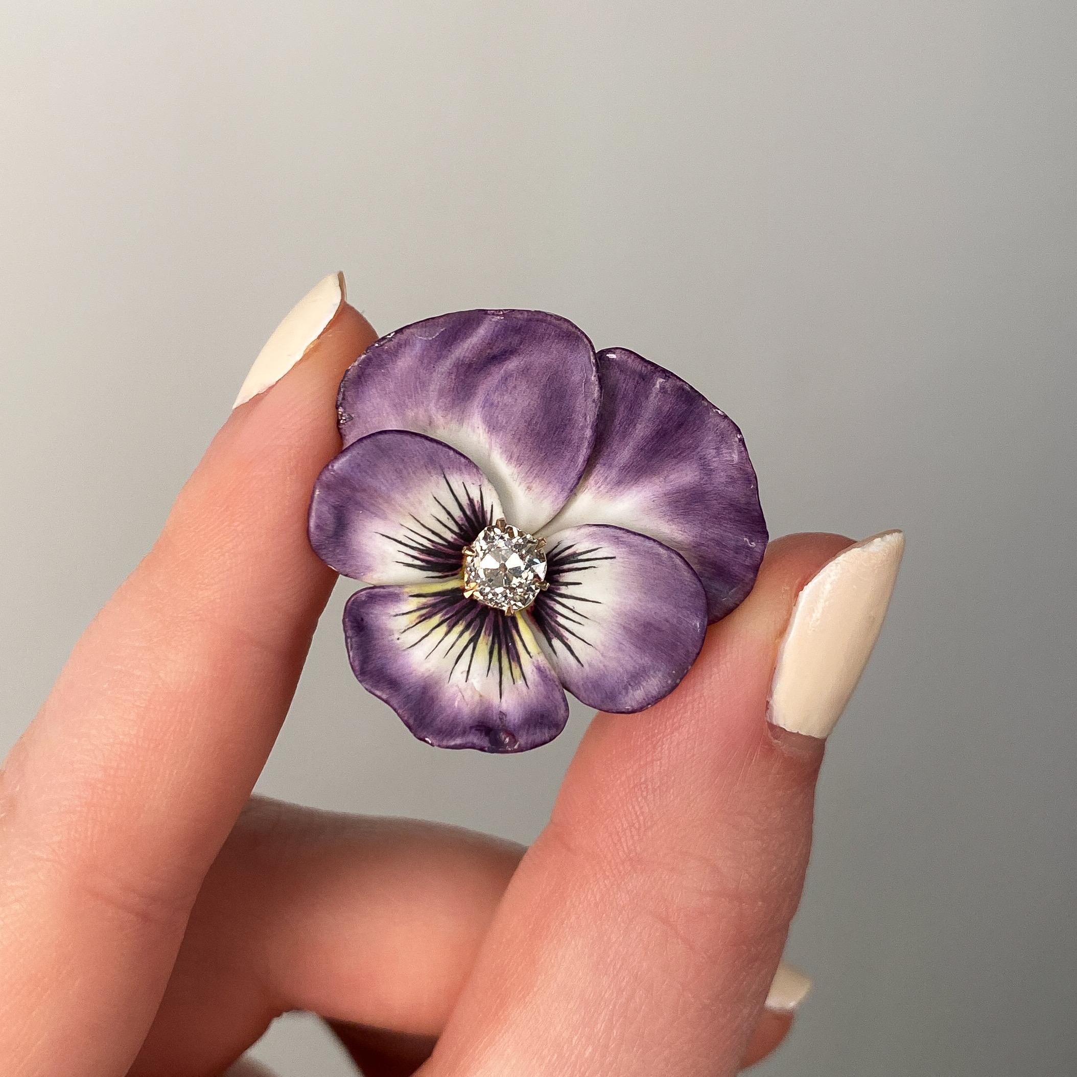 Art Nouveau Broche Pensamiento de Oro de 14k en Bueno estado para la venta en Lewisburg, PA