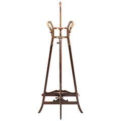 Antique Art Nouveau Parcel Gilt Mahogany Easel