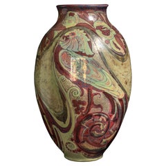 Vase Art Nouveau perroquets et grenades par Galileo Chini