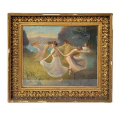 Art Nouveau Pastel sobre papel "Danza" Estudio de Leopold François Kowalski
