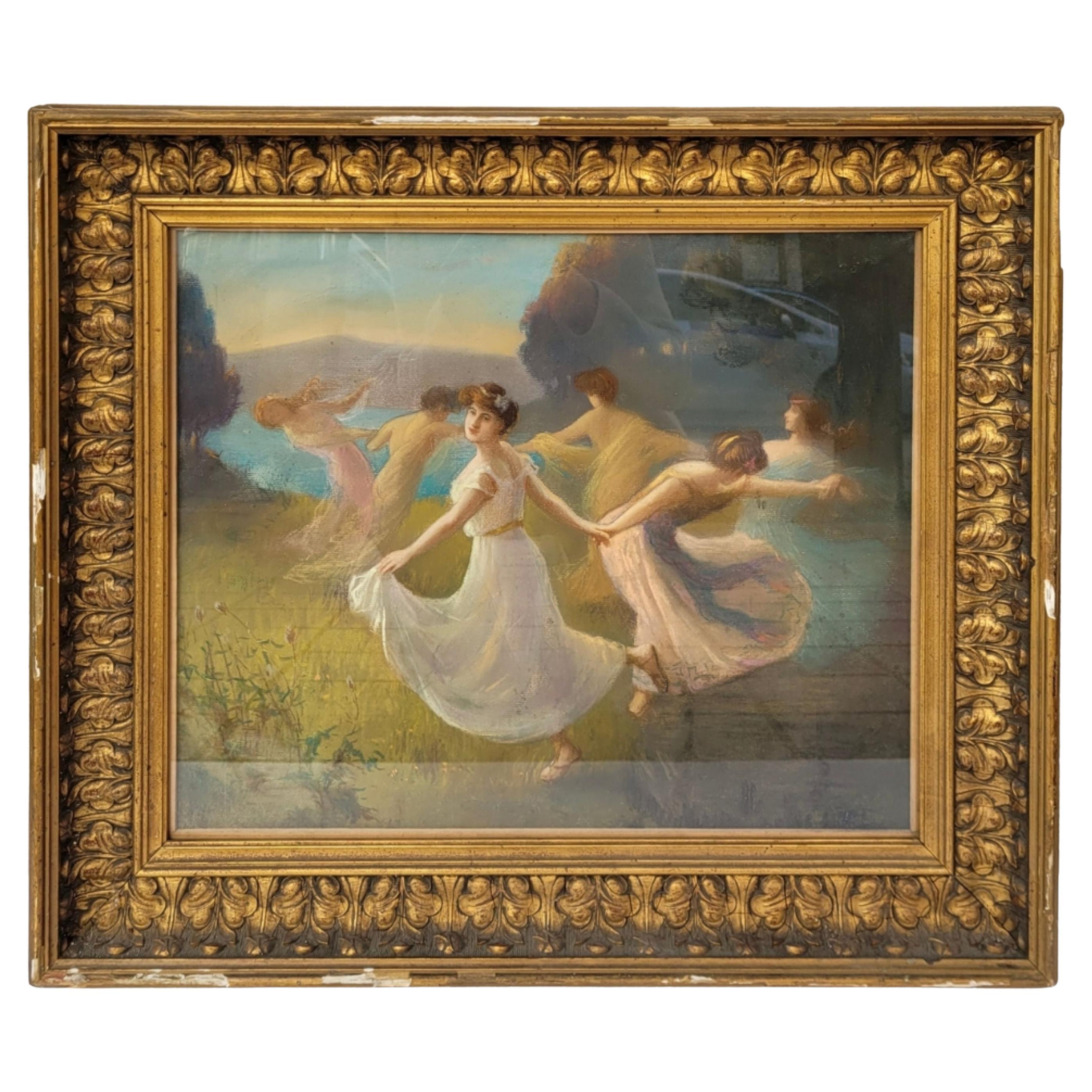 Pastello Art Nouveau su carta "Danza" Studio di Leopold François Kowalski