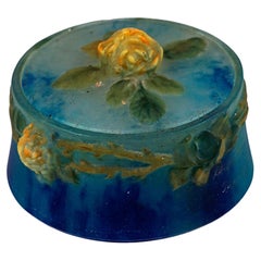 Art Nouveau Pâte De Verre Box With Roses By Amalric Walter, Nancy France Ca 1925