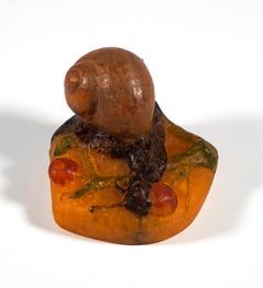 Art Nouveau Pate de Verre Paperweight, Escargot, Amalric Walter, France, Ca 1920