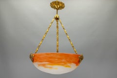 Art Nouveau Pâte de Verre Pendelleuchte von G.V. Croismare, Frankreich, um 1920