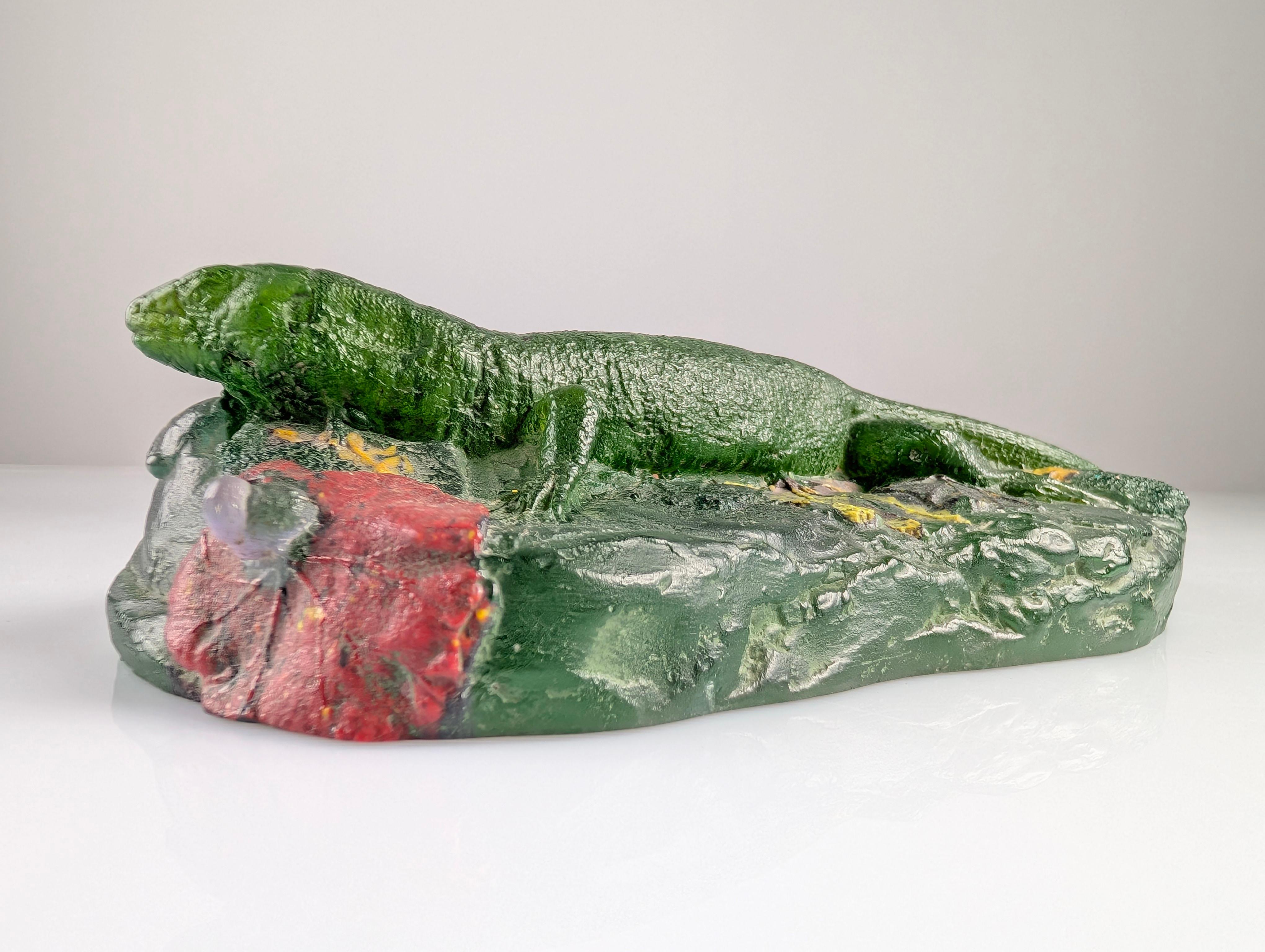 Art Nouveau Pâte de Verre Sculpture Lizard In Good Condition For Sale In Benalmadena, ES