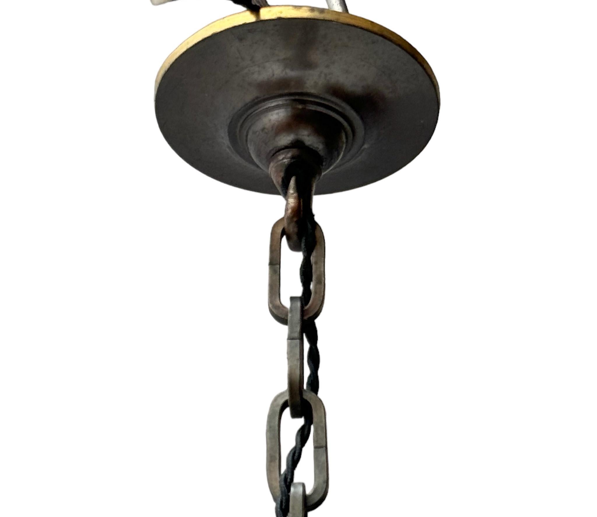 Art Nouveau Patinated Brass Hall Lantern, 1900s For Sale 5