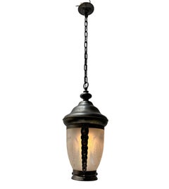 Art Nouveau Patinated Brass Hall Lantern, 1900s
