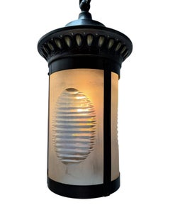 Art Nouveau Patinated Brass Lantern, 1900s