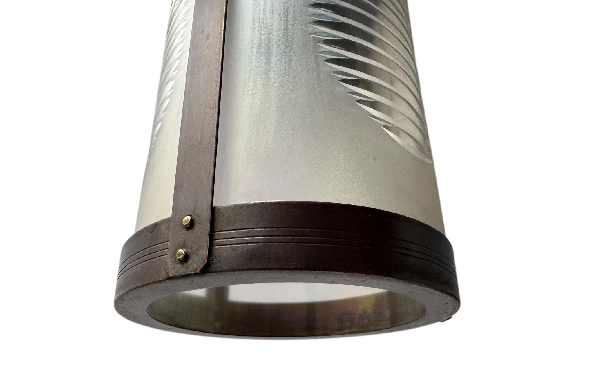 Early 20th Century Art Nouveau Patinated Brass Lantern, 1900s For Sale