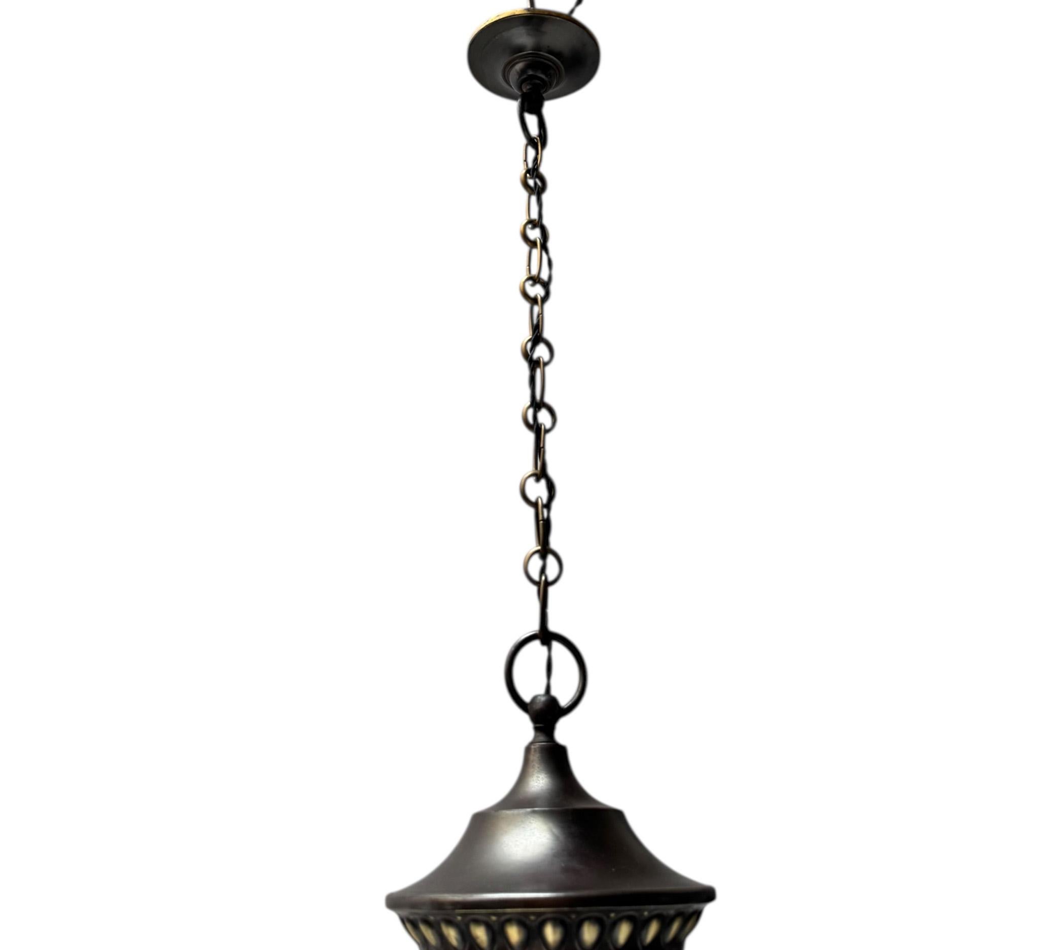 Art Nouveau Patinated Brass Lantern, 1900s For Sale 1