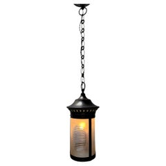 Art Nouveau Patinated Brass Lantern, 1900s