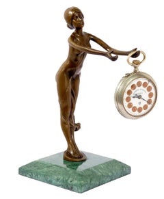 Art Nouveau Patinated Bronze Pocket Watch Holder, circa 1900 style